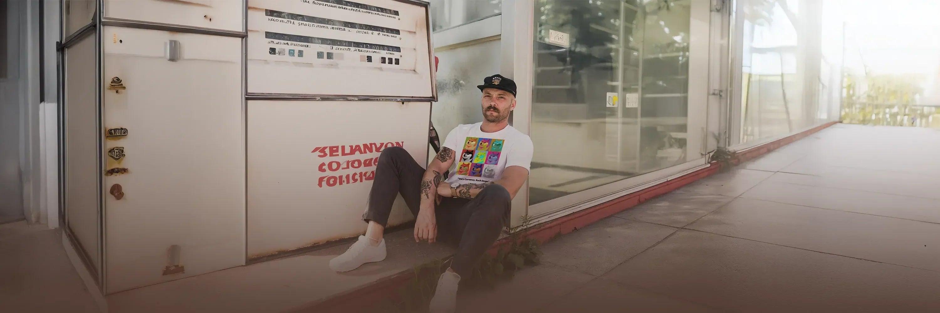 Man wearing Classic Crypto Cap from the exclusive CUKIDRIP Crypto Cap & Hats Collection – Premium Cord, Distressed & Classic Caps for blockchain streetwear style