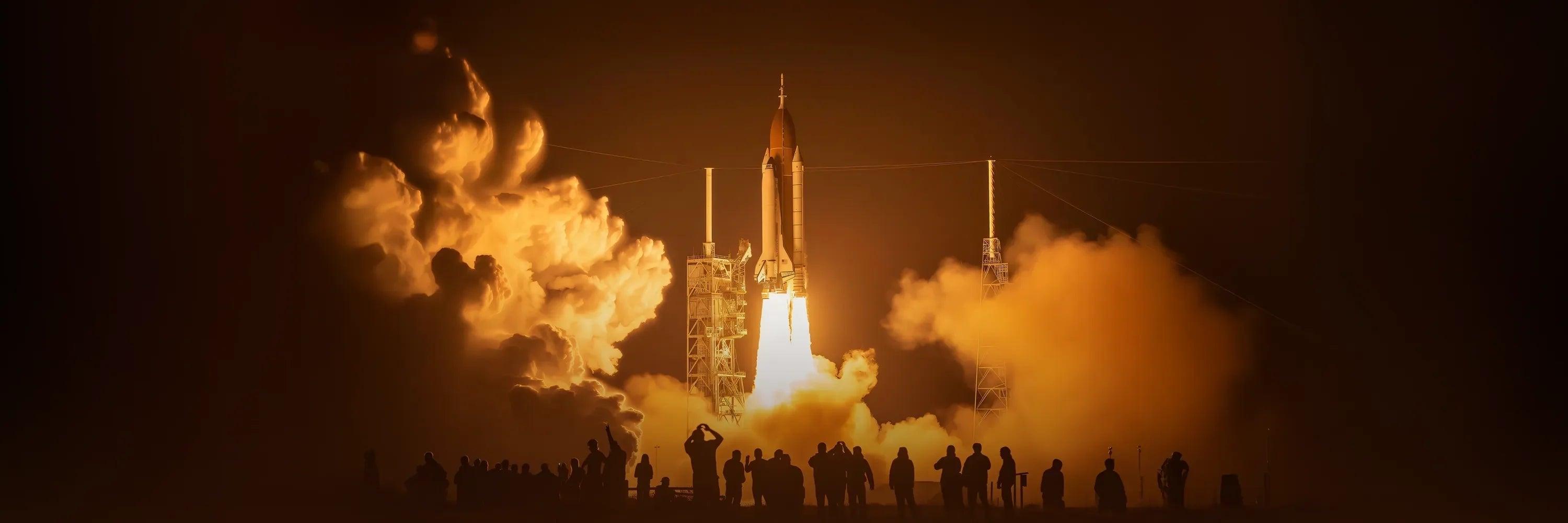 Rocket launch scene capturing crypto streetwear vibe – CUKIDRIP Pump Culture Collection featuring crypto meme merch & satoshi nakamoto clothing