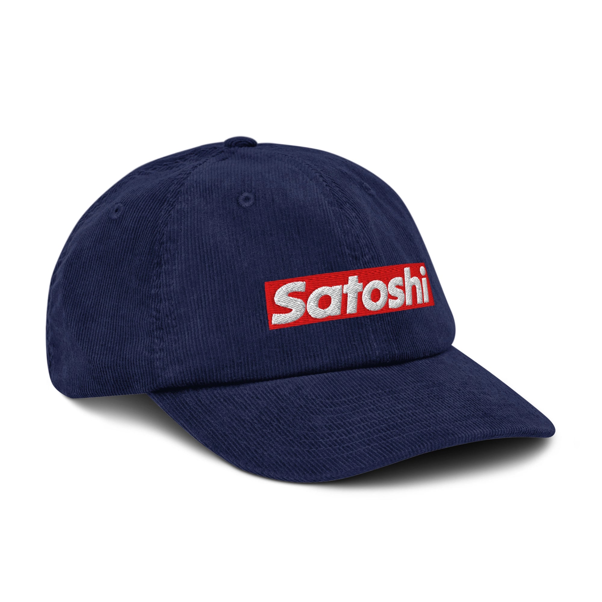 Bitcoin Satoshi Corduroy Cap Bitreme Oxford Navy | Streetwear Side Profile – High-Quality Fabric