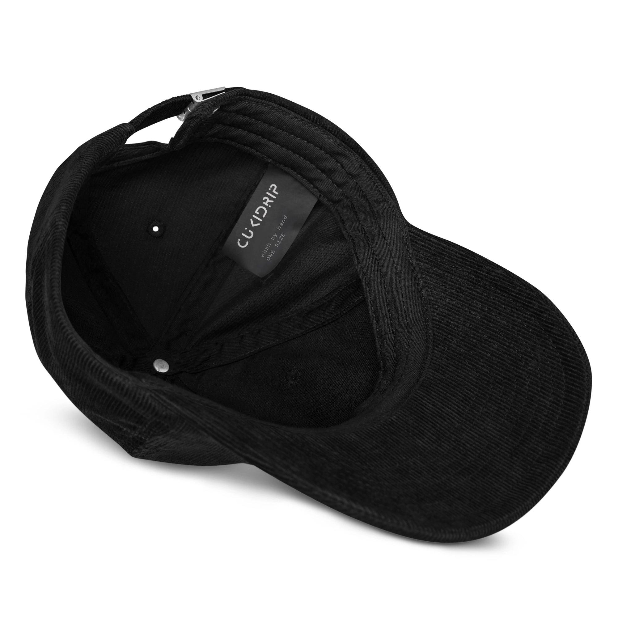 Black Corduroy Cap Zero Fiat Given | Inside View with Premium Cotton Sweatband