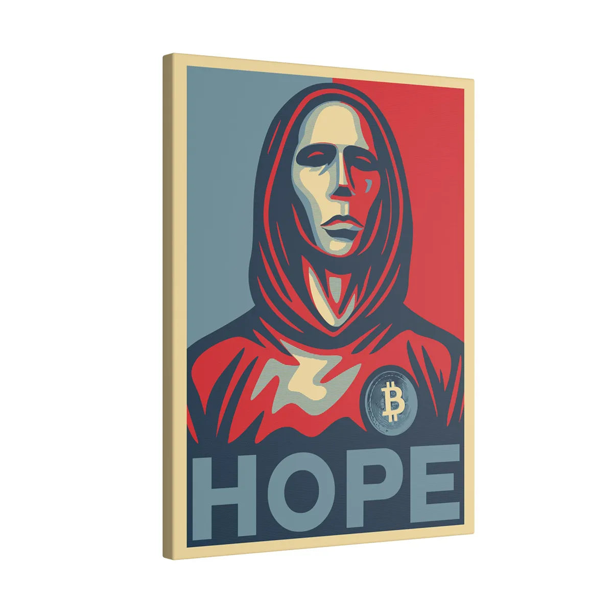 Satoshi Hope Canva side view of main Image for all sizes | Premium Crypto Products at CUKIDRIP