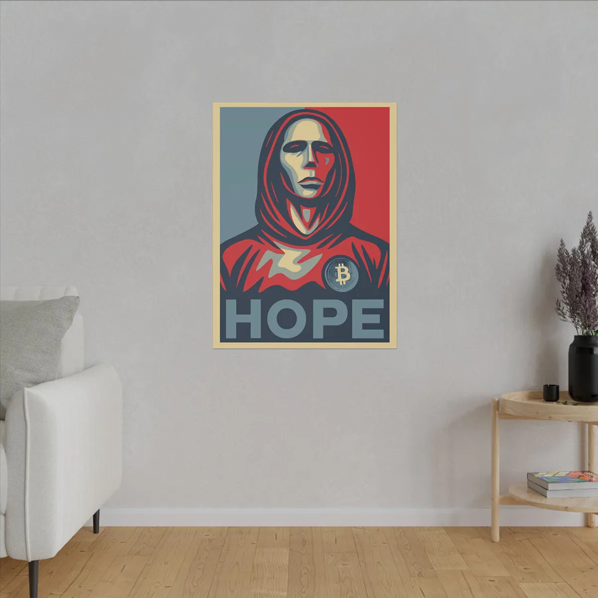 Extra Large Satoshi Hope Canva on Wall with big objects for comparison | Premium Bitcoin Products at CUKIDRIP