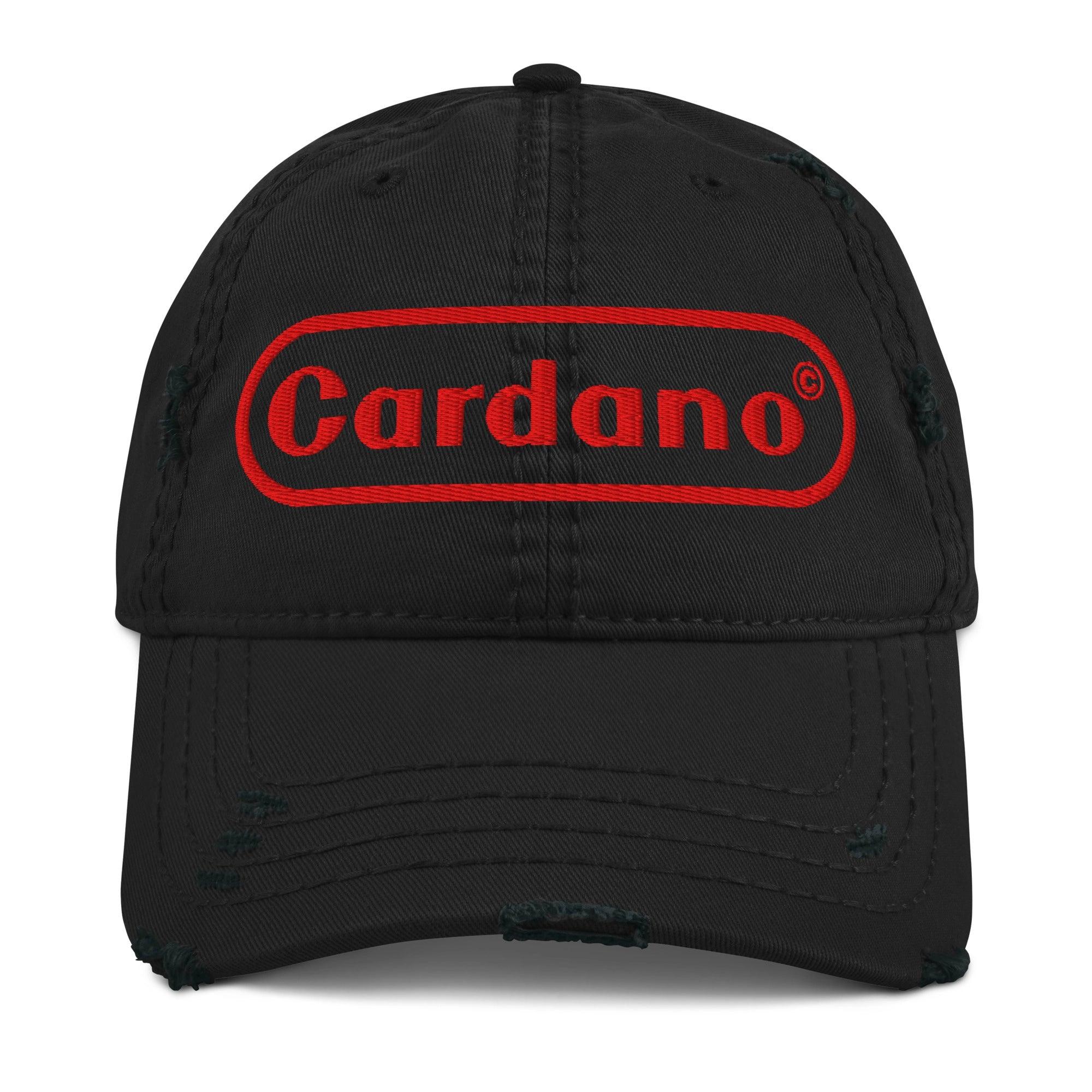 Distressed Black Cap ADA64 | Cardano Meets Retro Gaming Front Design by CUKIDRIP