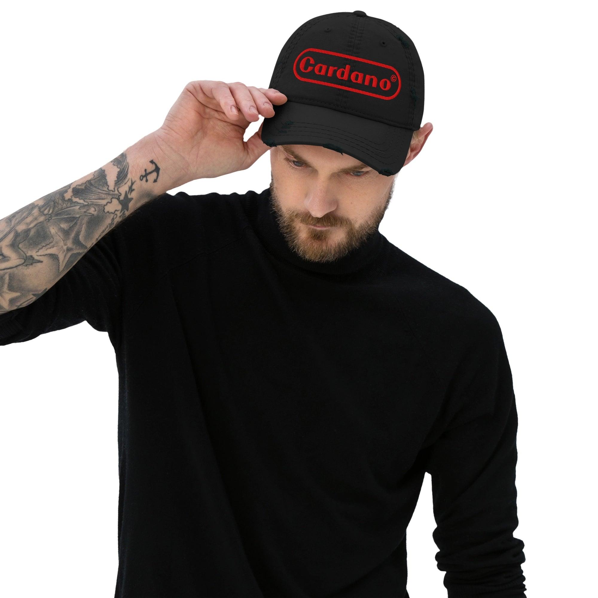 Distressed Black Cap ADA64 | Streetwear Cap Inspired by Cardano & Nintendo 64