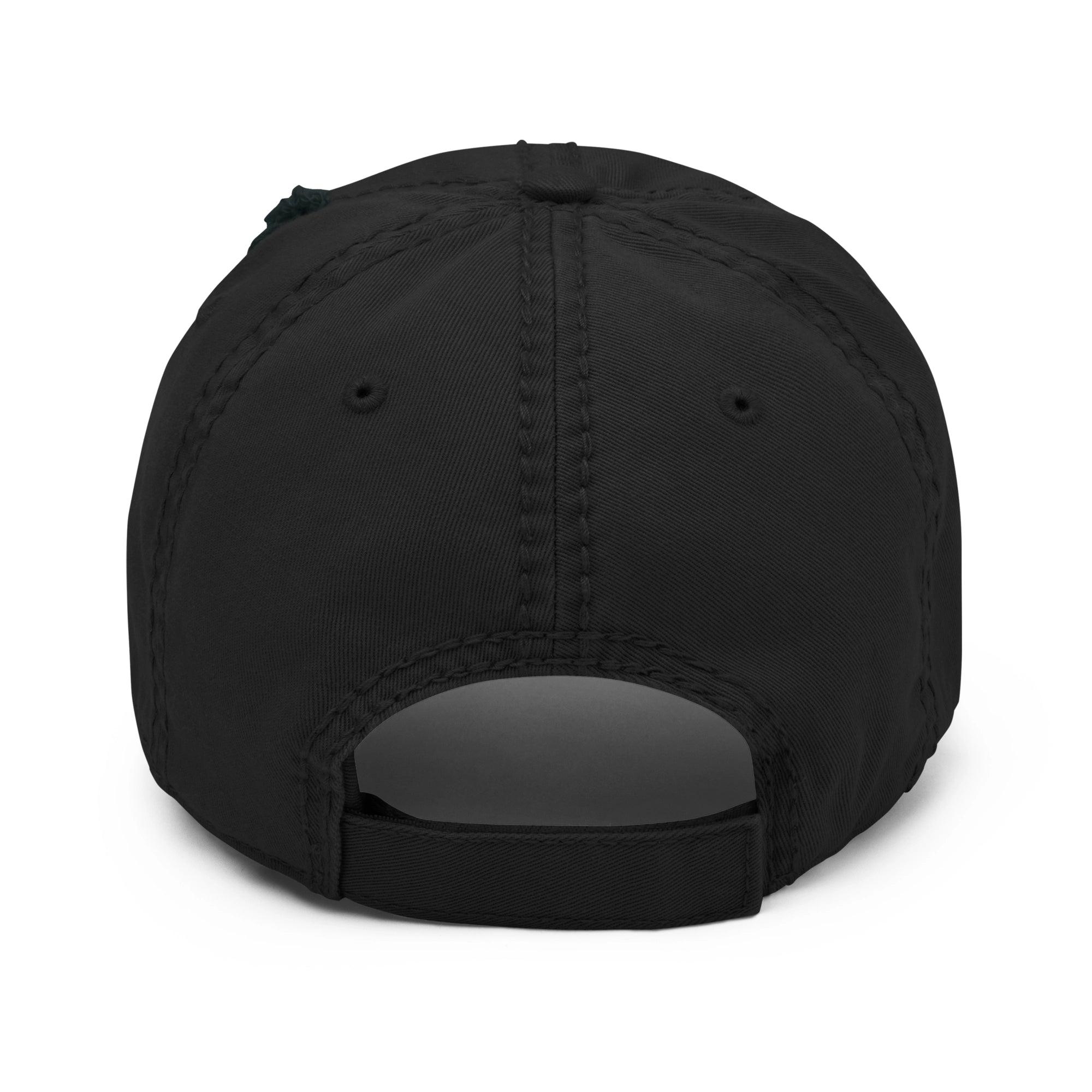 Premium Black Distressed Cap Offshore | Minimalist Crypto Statement Back View by CUKIDRIP