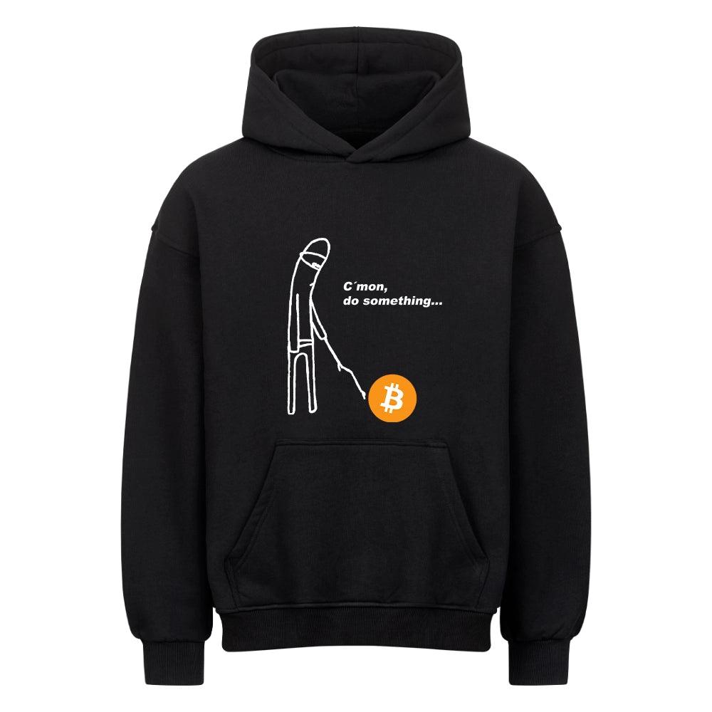 Premium Black Oversized Hoodie Dedcoin | Bitcoin Meme Print Front View by CUKIDRIP