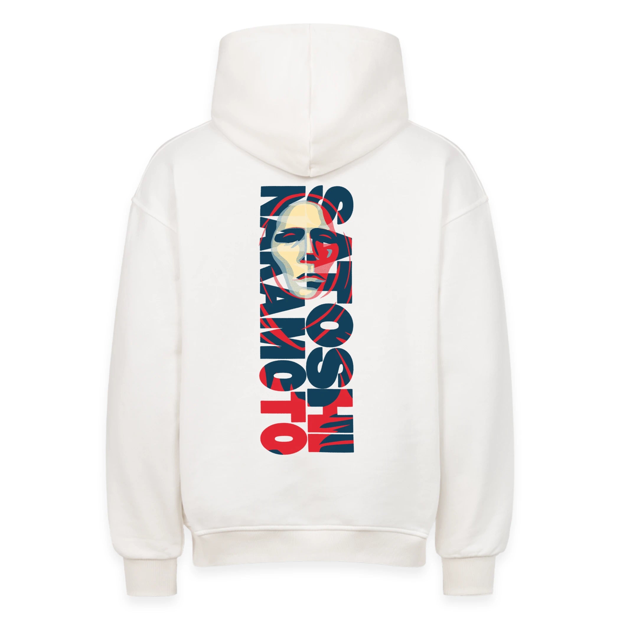 Satoshi Nakamoto Hoodie White | Back View Featuring Satoshi Behind the Name by CUKIDRIP