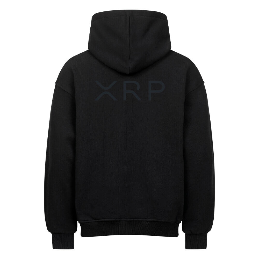 XRP Oversized Hoodie Black-on-Black Back Detail | Minimalist Crypto Fashion by CUKIDRIP