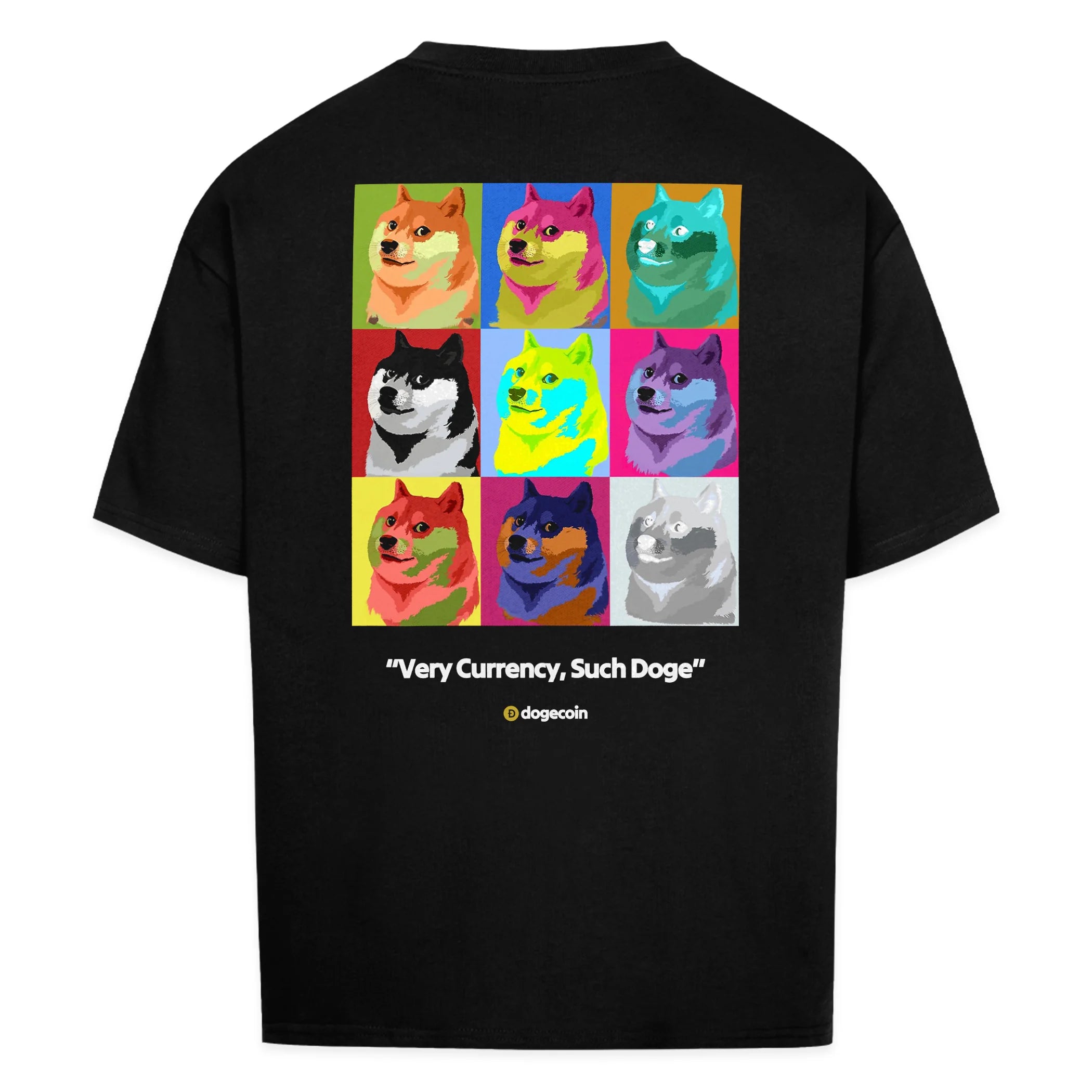 Black Oversized T-Shirt WARHODL | Pop-Art Design by CUKIDRIP for Web3 Enthusiasts and Doge Lovers | Premium Artwork and Crypto Products Online