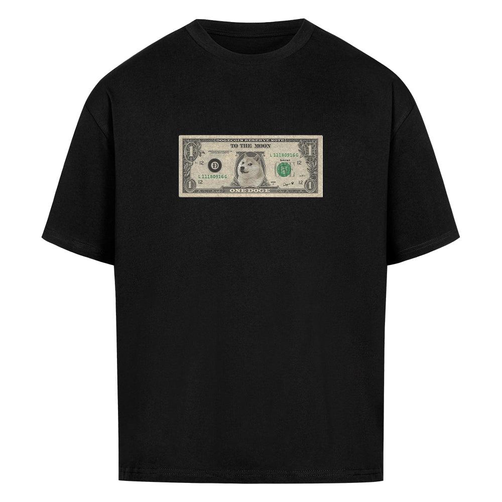 Premium Black Oversized T-Shirt Fedoge | Doge Dollar Meme Front Print by CUKIDRIP