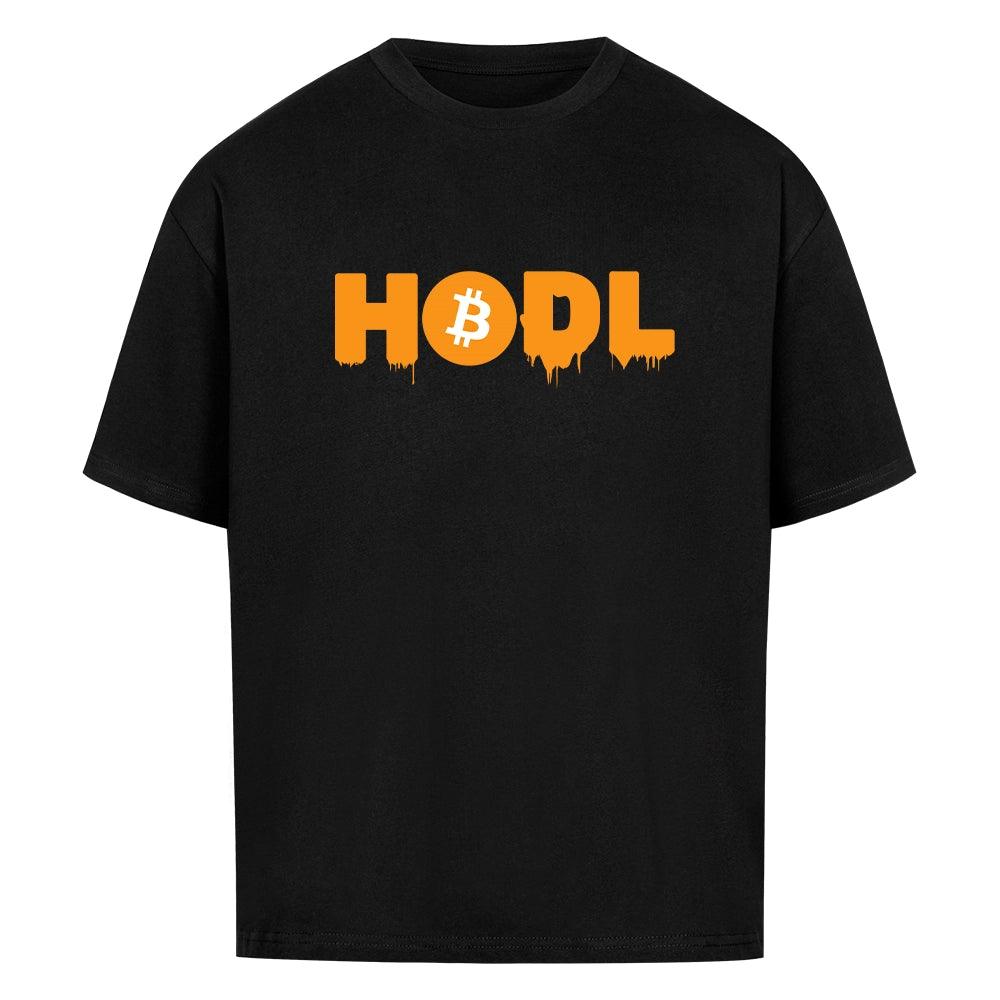 Premium Black Oversized T-Shirt HODL Or Die Trying | Front View Bitcoin Orange Crypto Meme Print by CUKIDRIP
