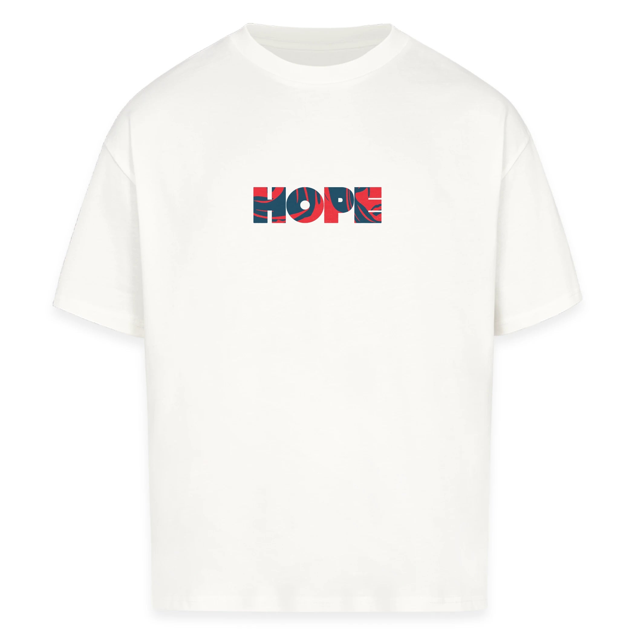 Satoshi Shirt White | Front View Featuring Ghosted Silhouette in HOPE Text by CUKIDRIP